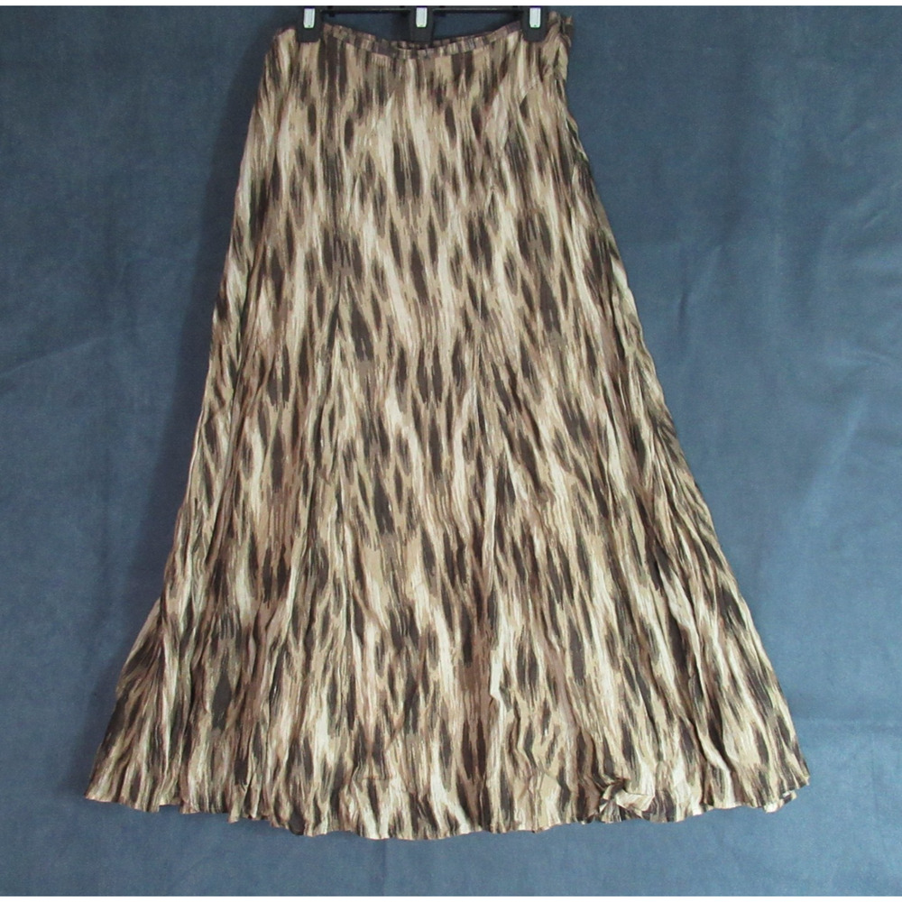 Chicos Skirt Womens Size 0.5 Brown Tan Graphic Maxi Work Preppy Modern Modest